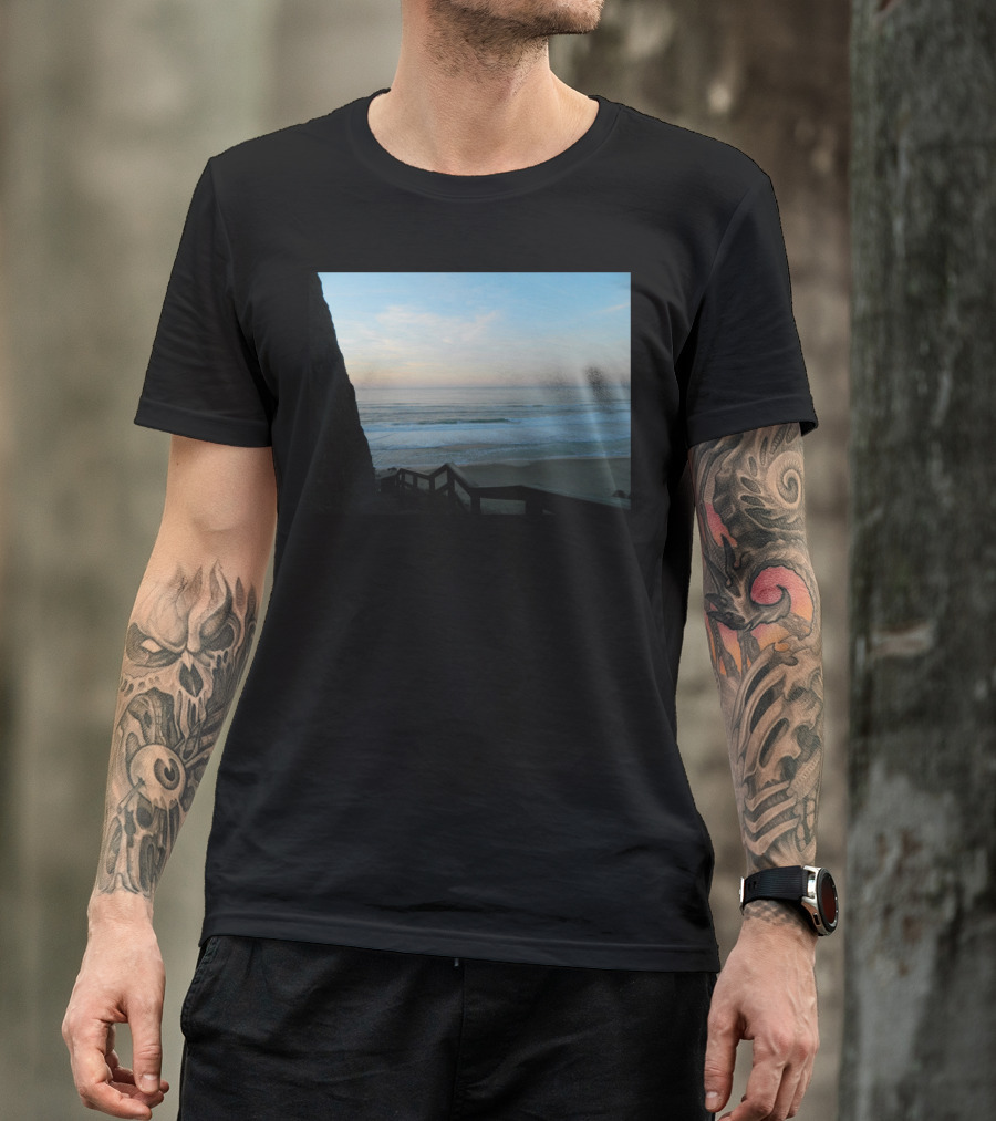 Beach View Ocean Sunrise Stairs T-Shirt