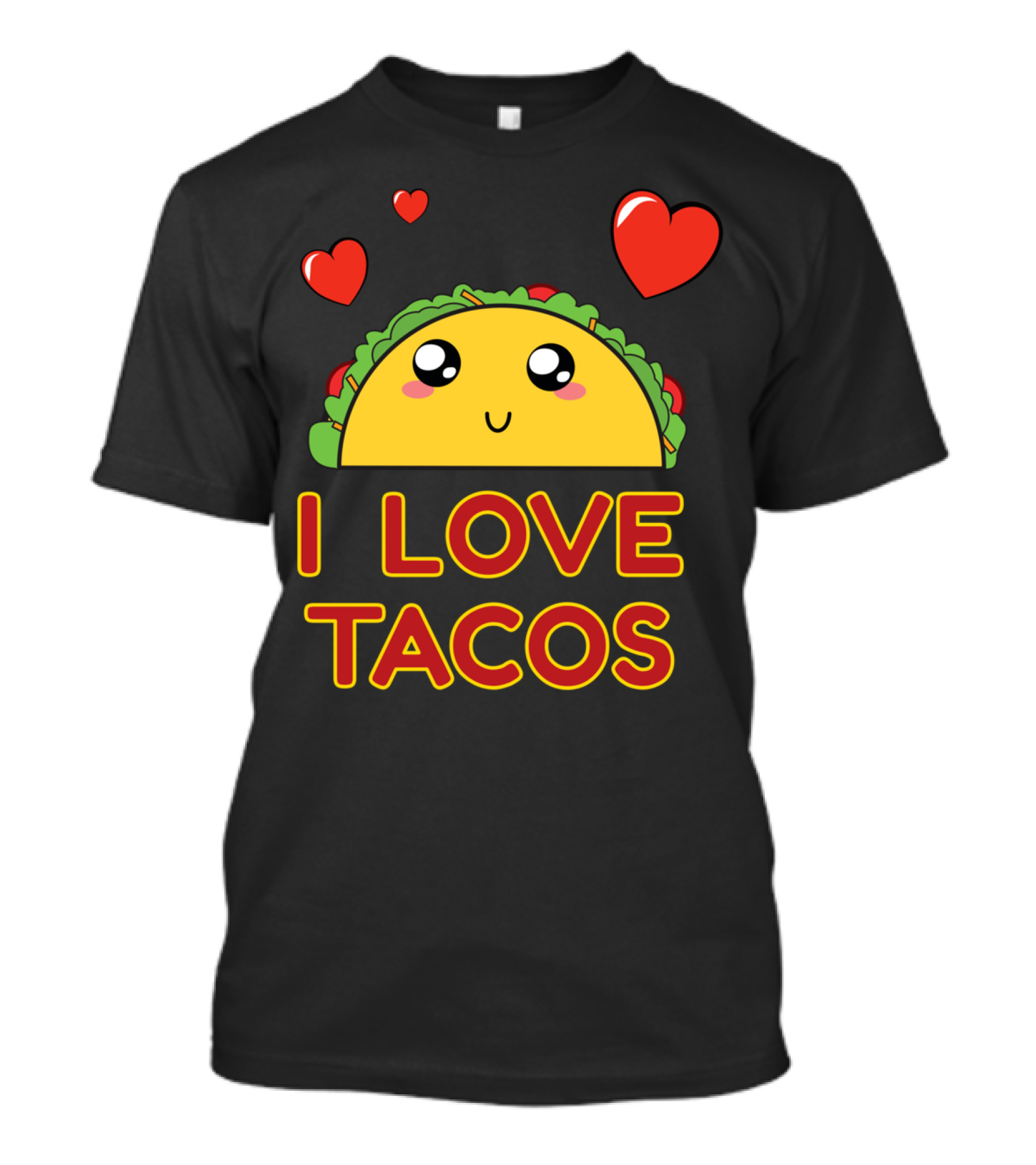 I Love Tacos Cute Taco With Hearts T-Shirt