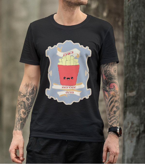 FRIES BEFORE GUYS Cute Cartoon French Fries T-Shirt