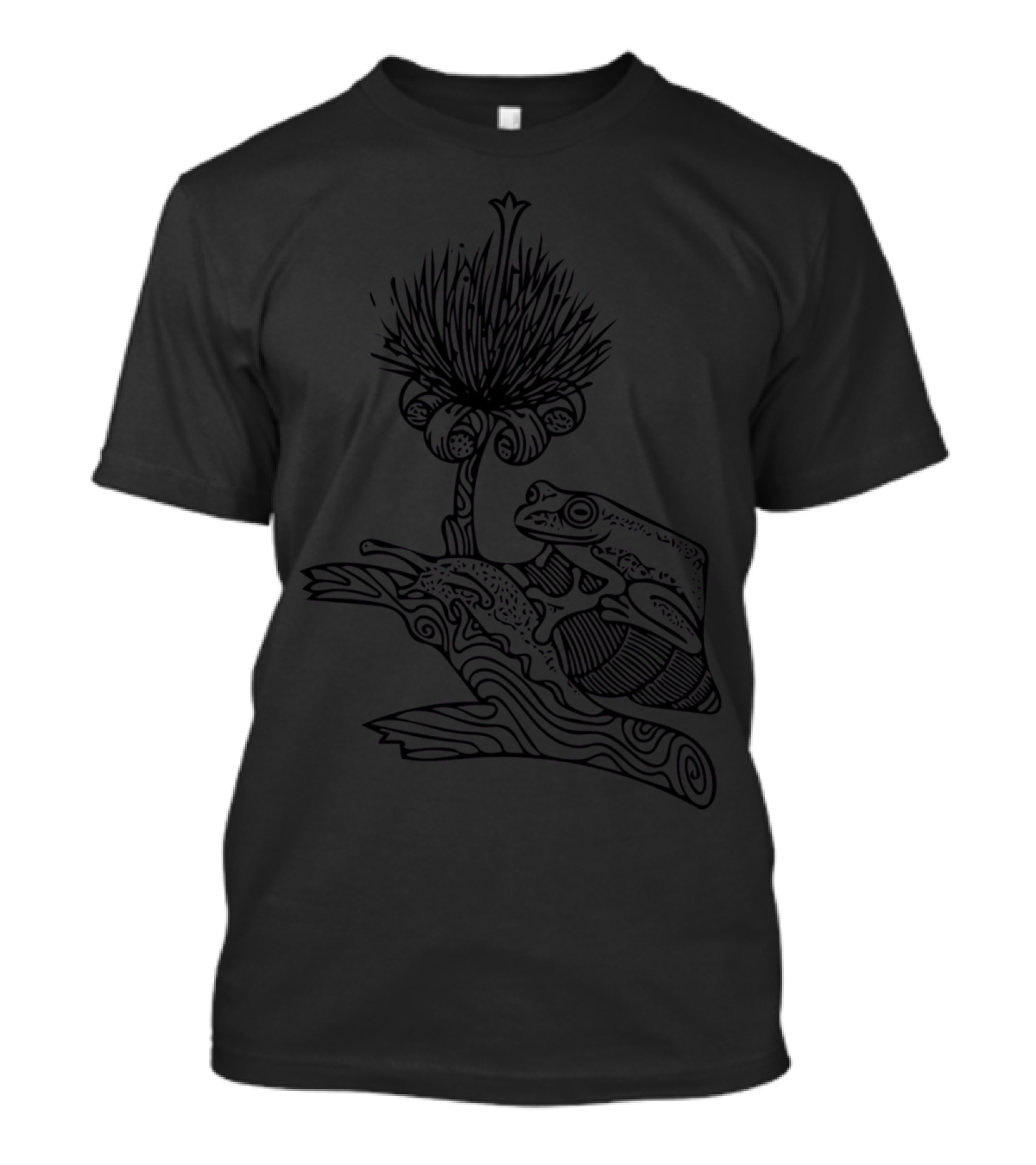 Frog Perched On Snail Beneath Unique Tree T-Shirt