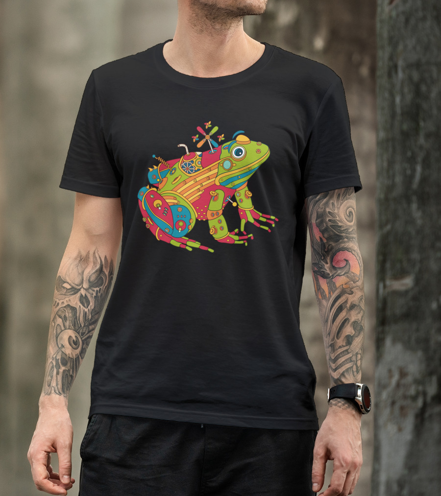 Steampunk Mechanical Frog Cool Wall Art Adults T-Shirt
