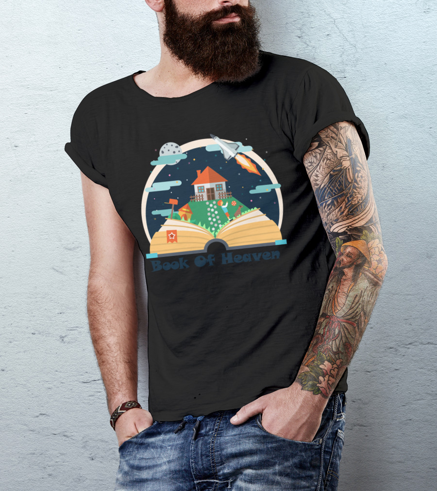 Book Of Heaven Open House Astronaut Rocket Moon Starry Sky Adventure T-Shirt