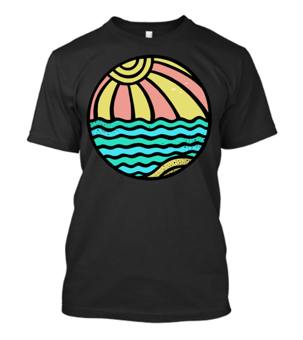 BEACHBALL Sunset Waves And Bright Sky Circle T-Shirt