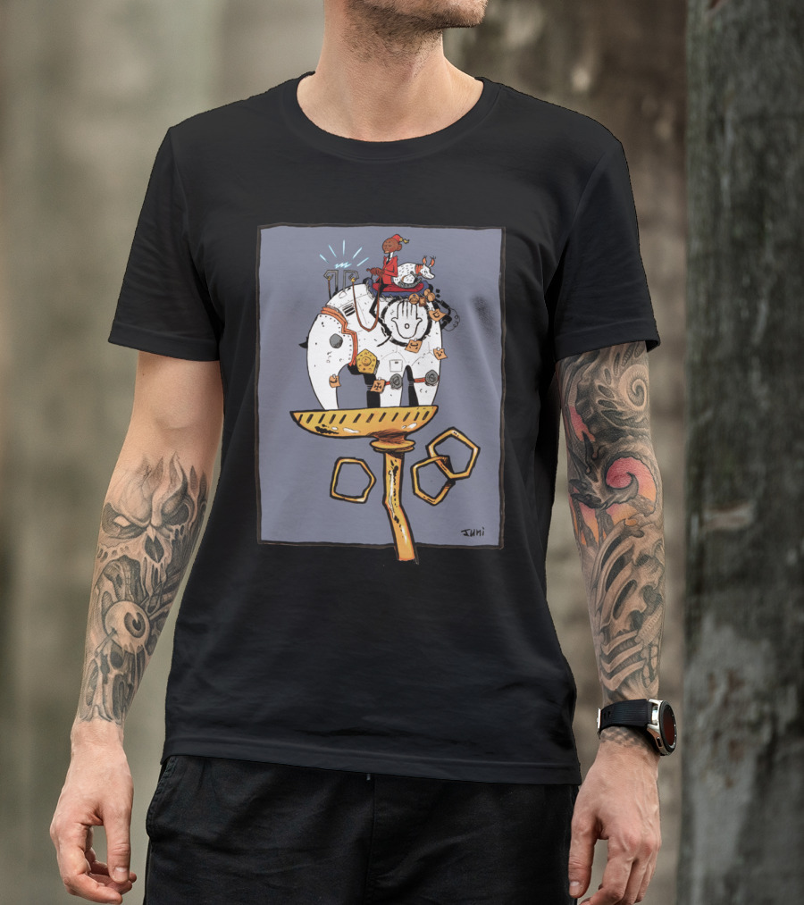 Tapir Hotel Robot Elephant Rider Balancing On Geometric Structures By Jumi T-Shirt