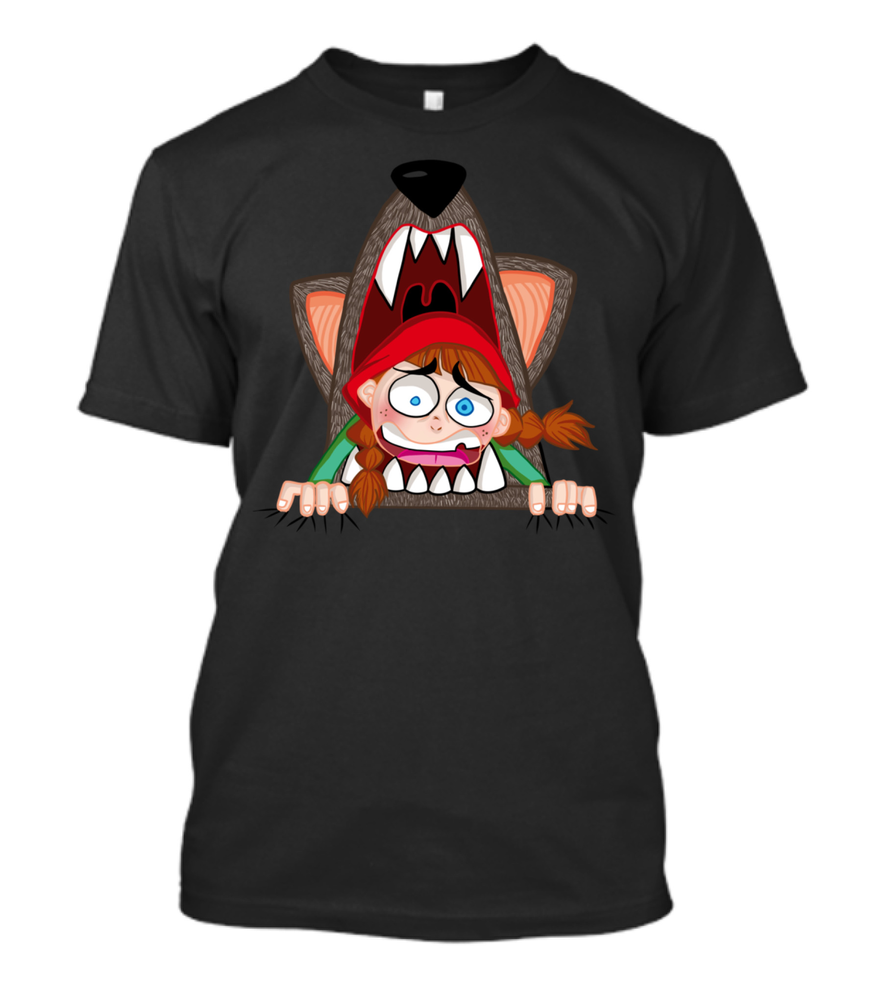Caperucita Riding Hood Inside Wolf Mouth Cartoon T-Shirt