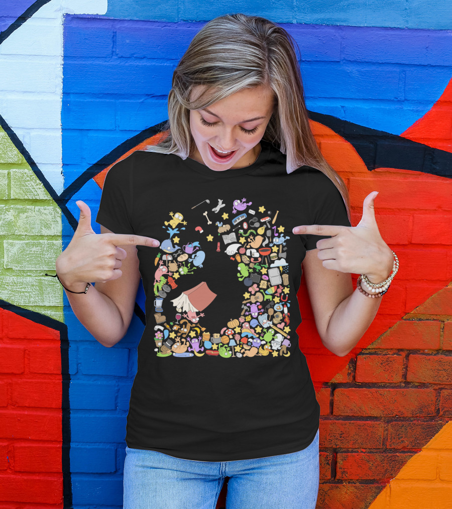 Book Overflow Doodle Collage Whimsical Icons T-Shirt