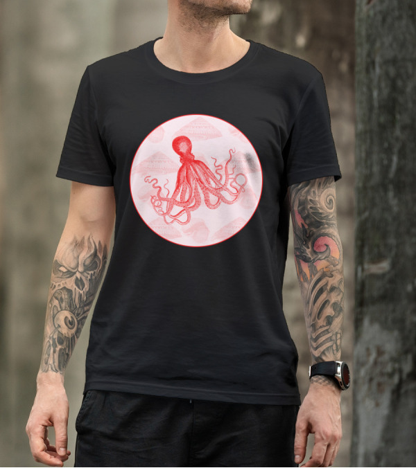 Octopus SeaShells Salmon Color T-Shirt