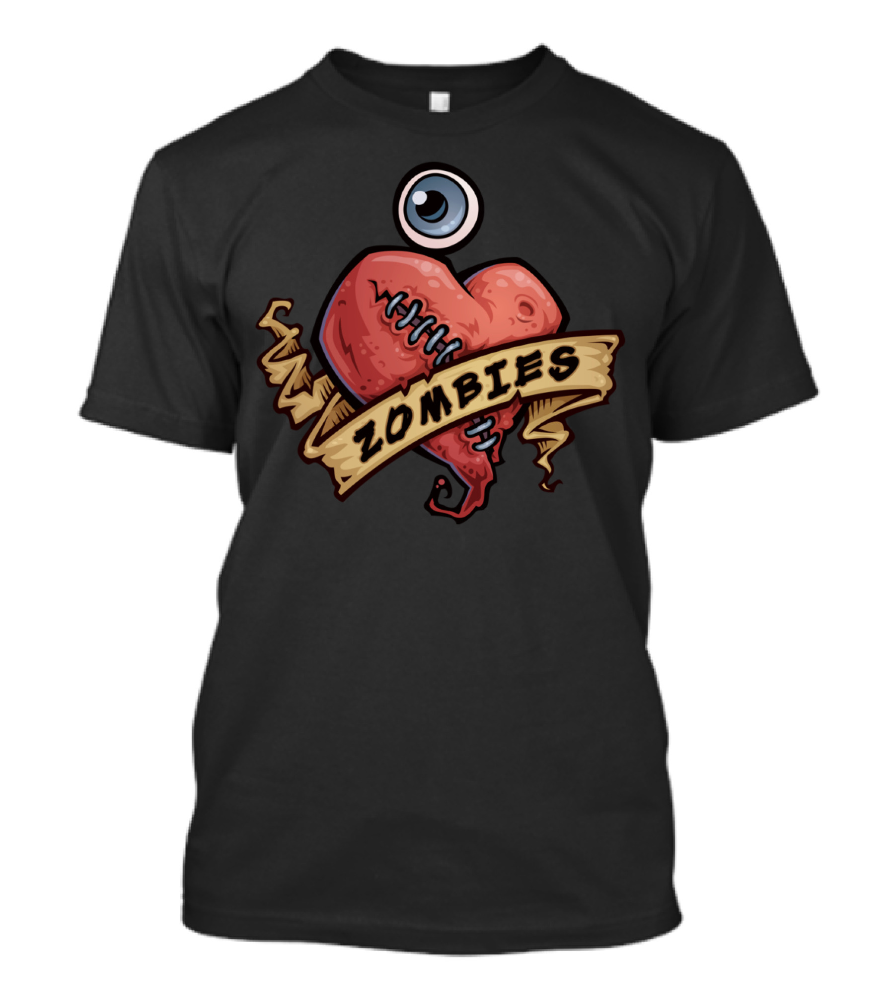 Heart And Eye With Zombies Banner T-Shirt