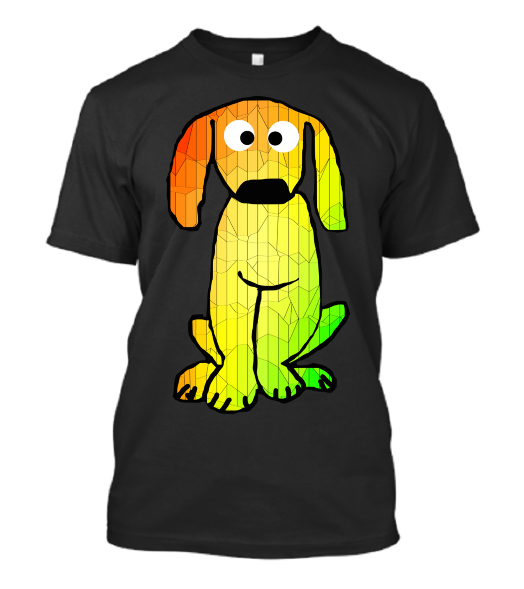 Crappy Dog Drawing Geometric Rainbow Pup T-Shirt