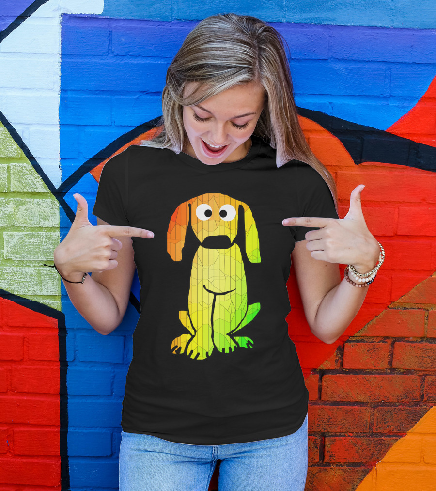 Crappy Dog Drawing Geometric Rainbow Pup T-Shirt