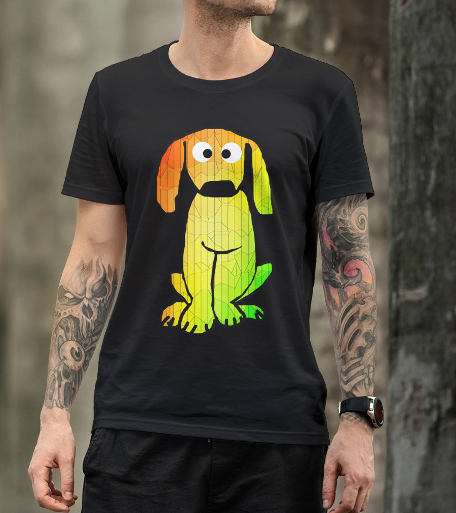 Crappy Dog Drawing Geometric Rainbow Pup T-Shirt