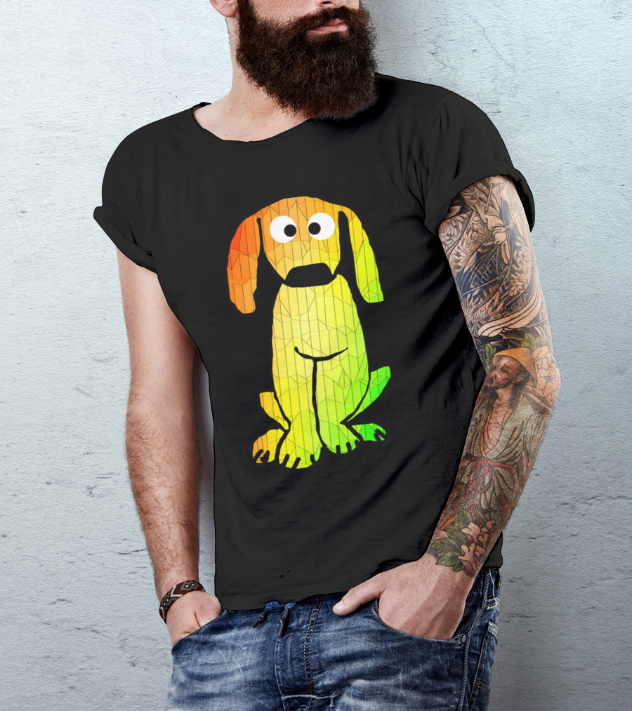 Crappy Dog Drawing Geometric Rainbow Pup T-Shirt