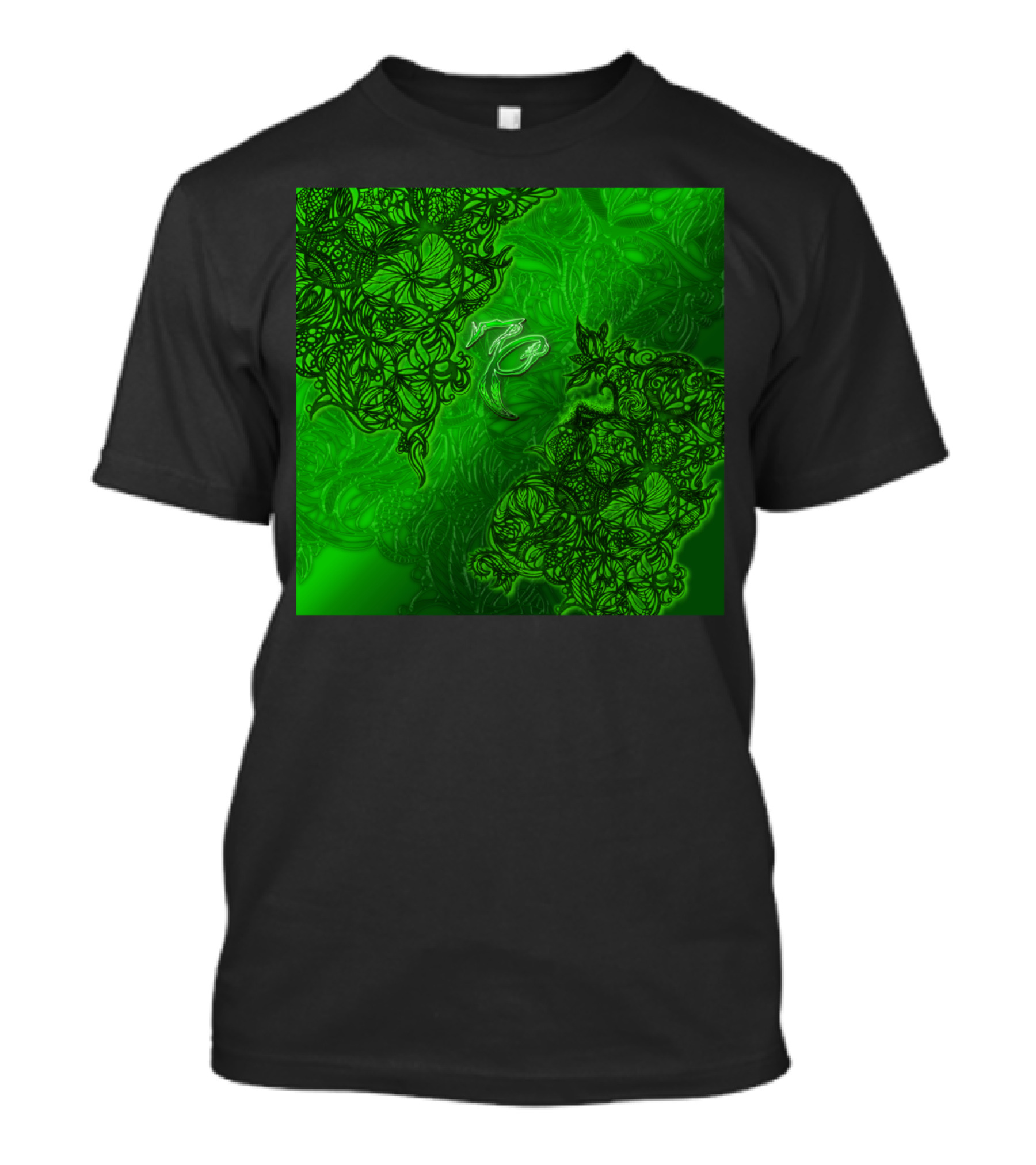 Capricorn The Goat Zodiac Floral Motif On Emerald Background T-Shirt