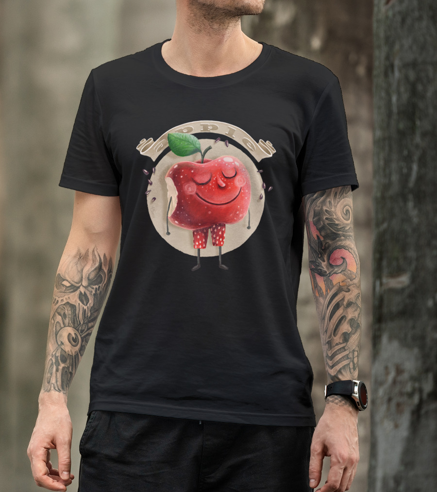 Apple Happiness Smiling Bite Playful Character T-Shirt