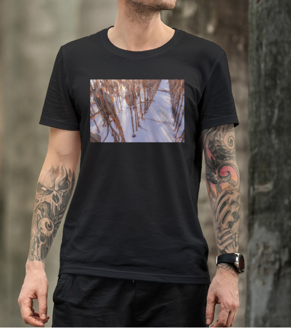 Frozen Cornfield In Winter Sunset T-Shirt