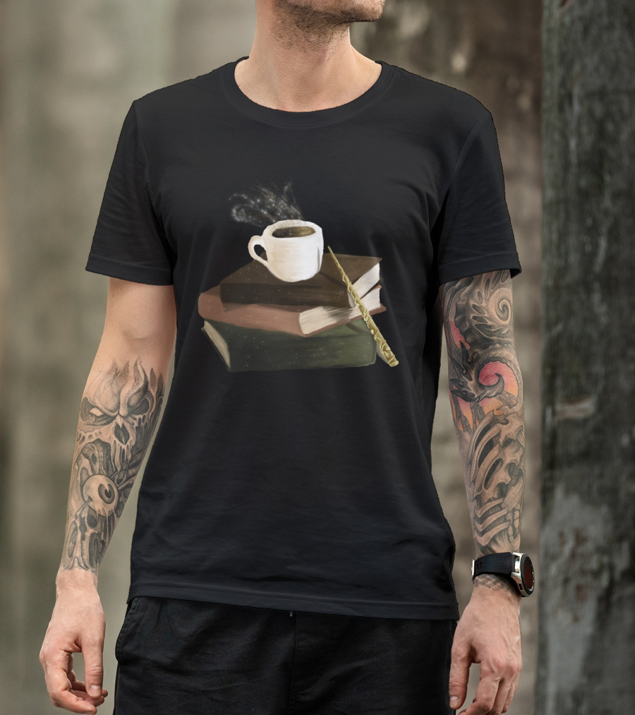 Books And Coffee Wizard Wand Magic Mug T-Shirt