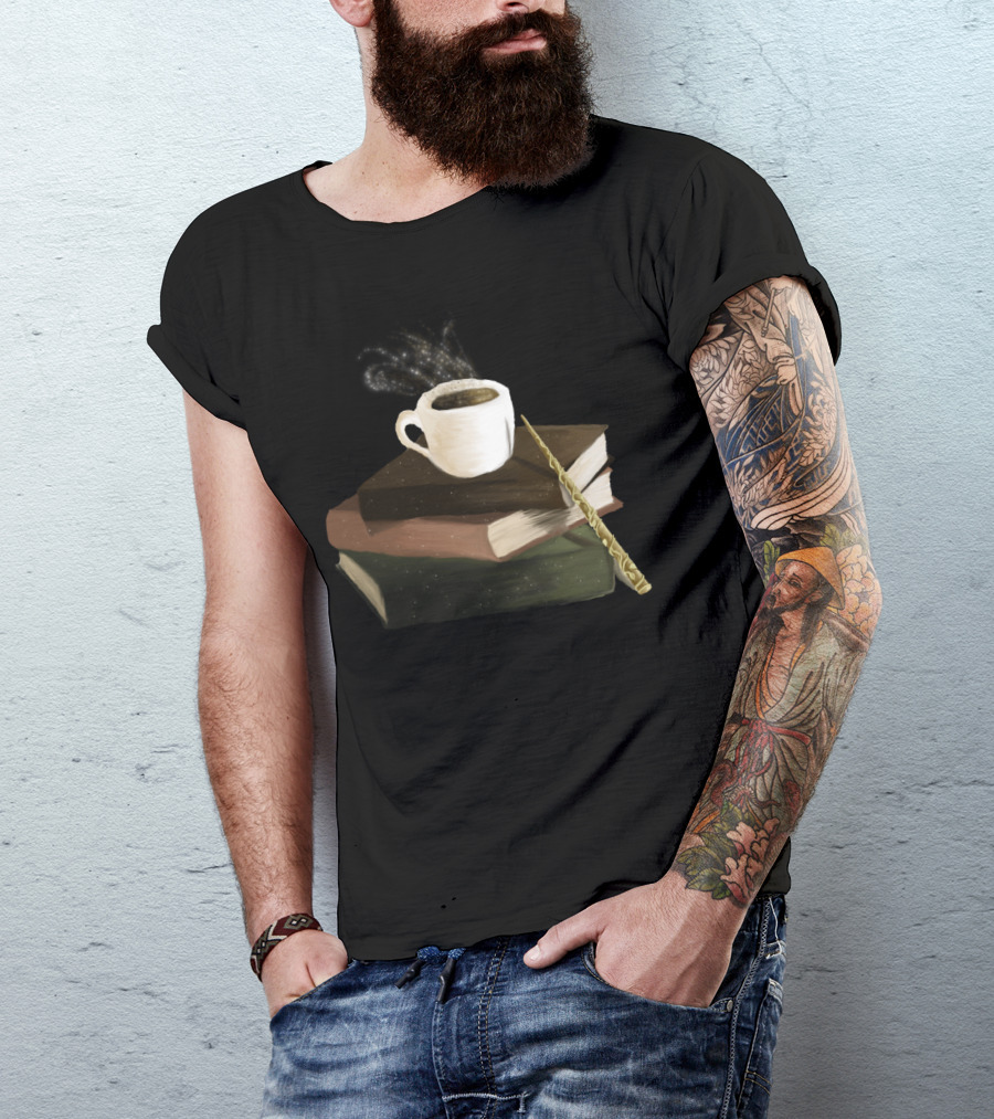 Books And Coffee Wizard Wand Magic Mug T-Shirt