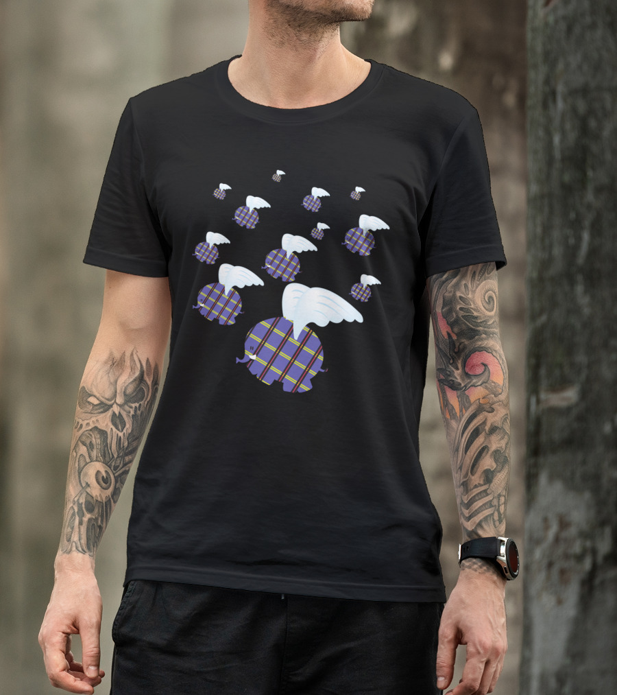 Flying Tartan Elephants With Wings T-Shirt