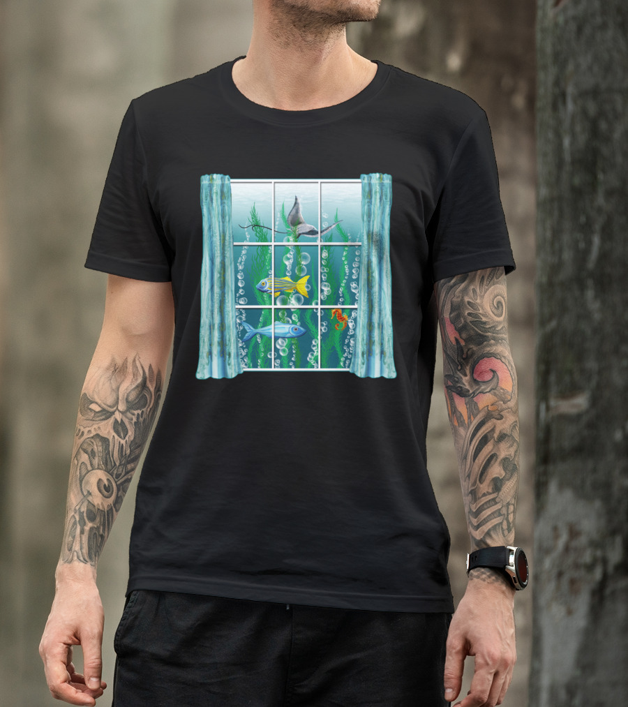 Window To The Sea DreamE Ocean View With Fish And Seahorse T-Shirt