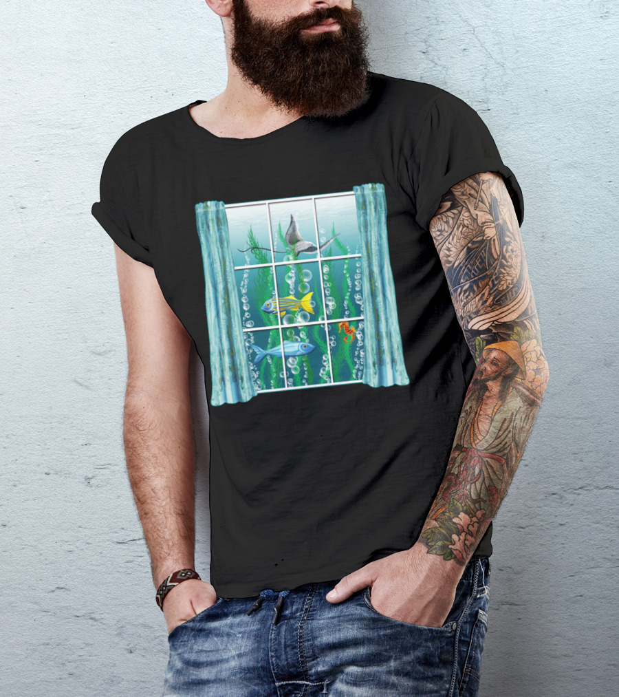Window To The Sea DreamE Ocean View With Fish And Seahorse T-Shirt