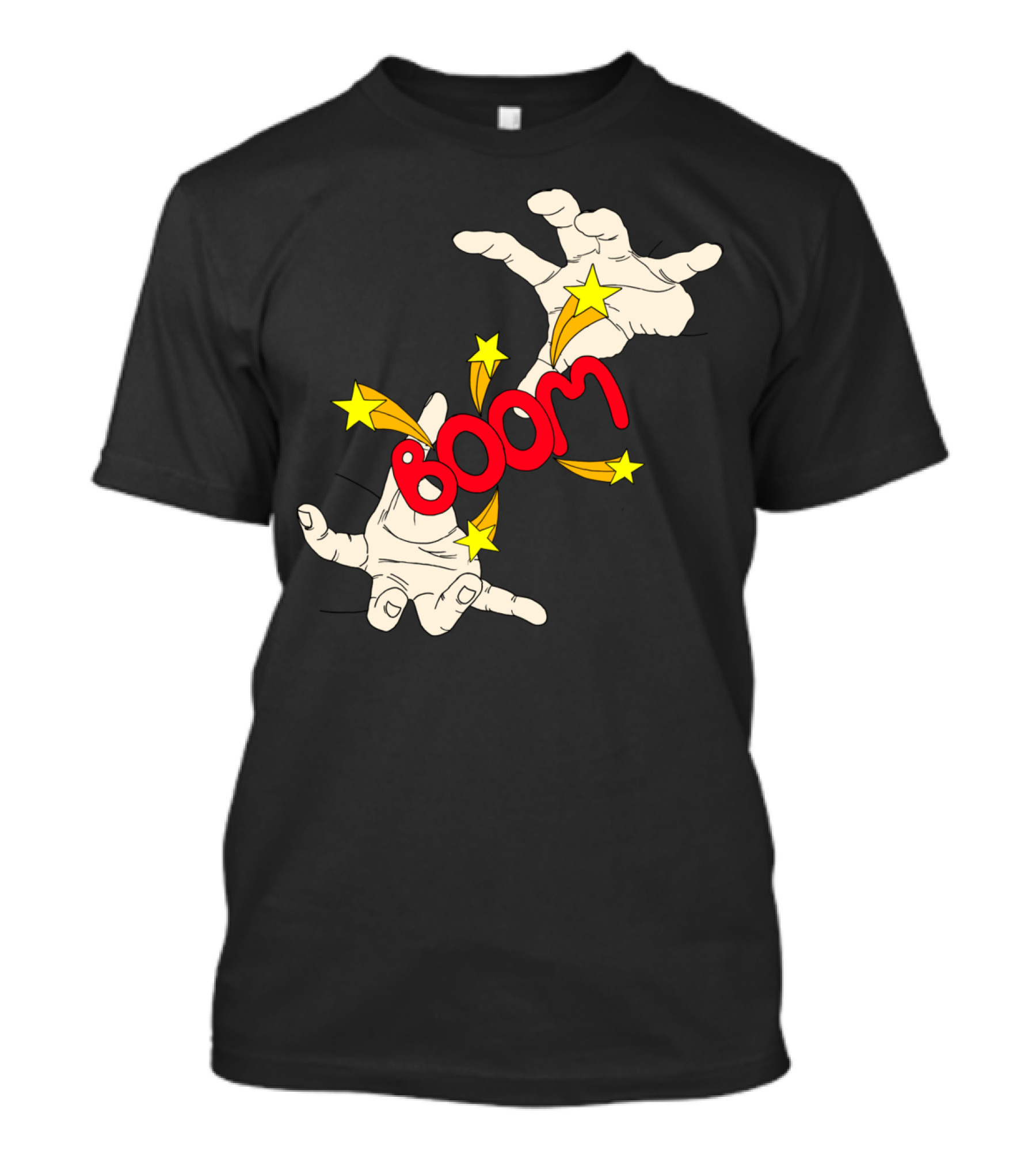 Boom Comic Style Hands And Stars T-Shirt