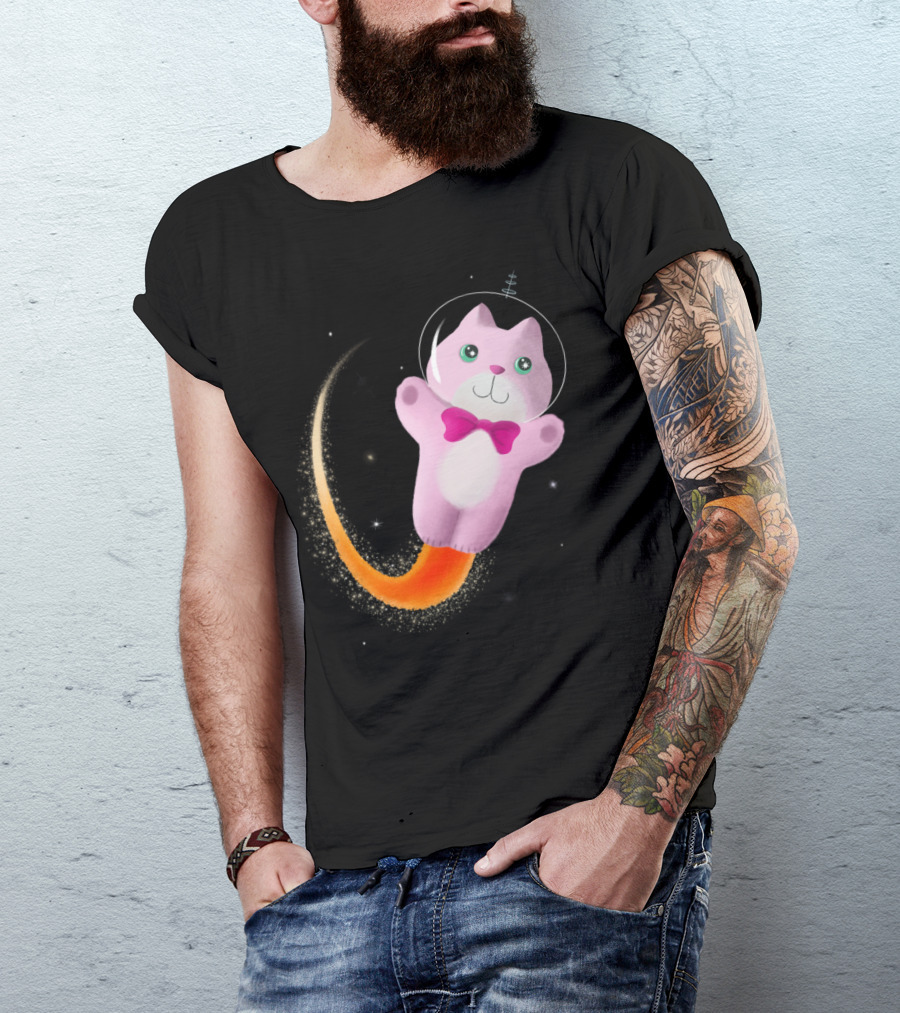 Captain Space Kitty Retro Futuristic Space Travel Adventure 24th Century T-Shirt