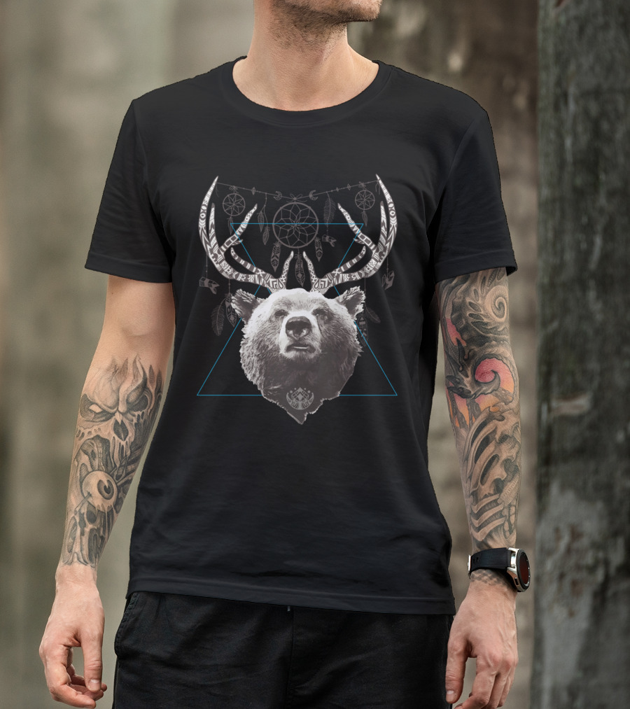 Bear Deer Dreamcatcher Antlers Fusion T-Shirt