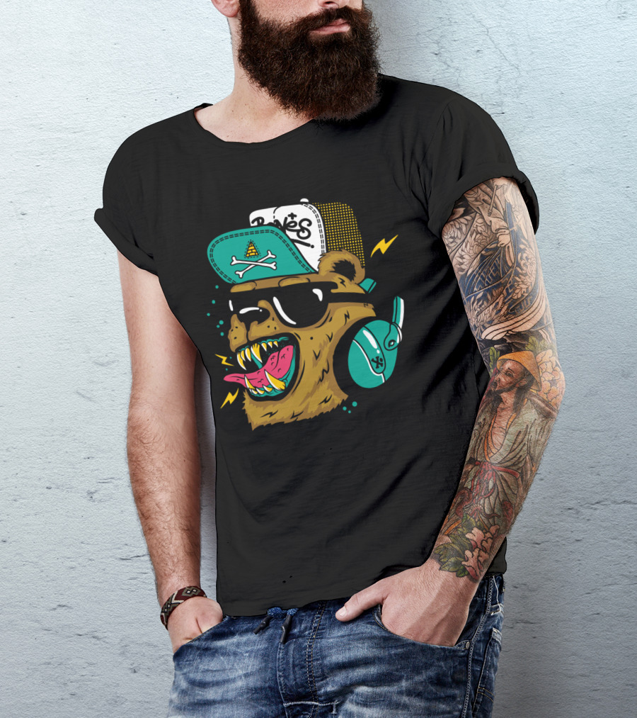 Bones Bear With Headphones And Cap T-Shirt