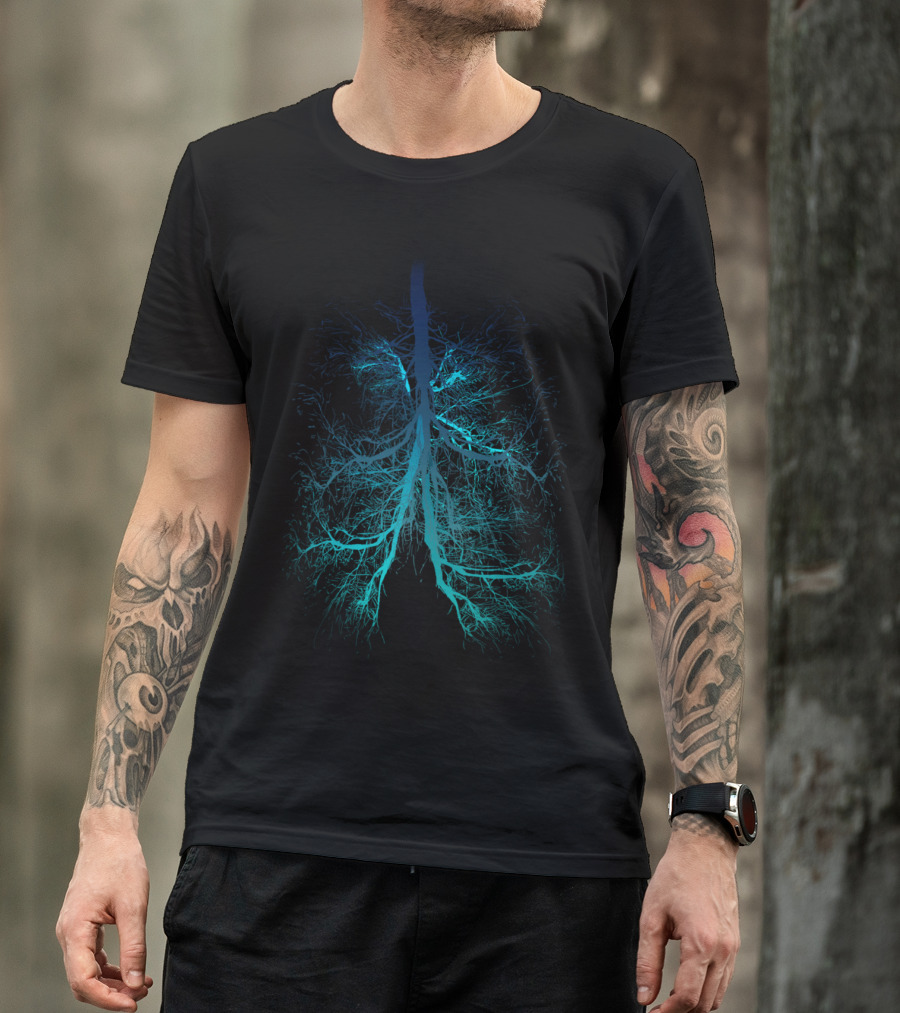 Aqua Lungs Neon Blue Tree Roots Lungs T-Shirt