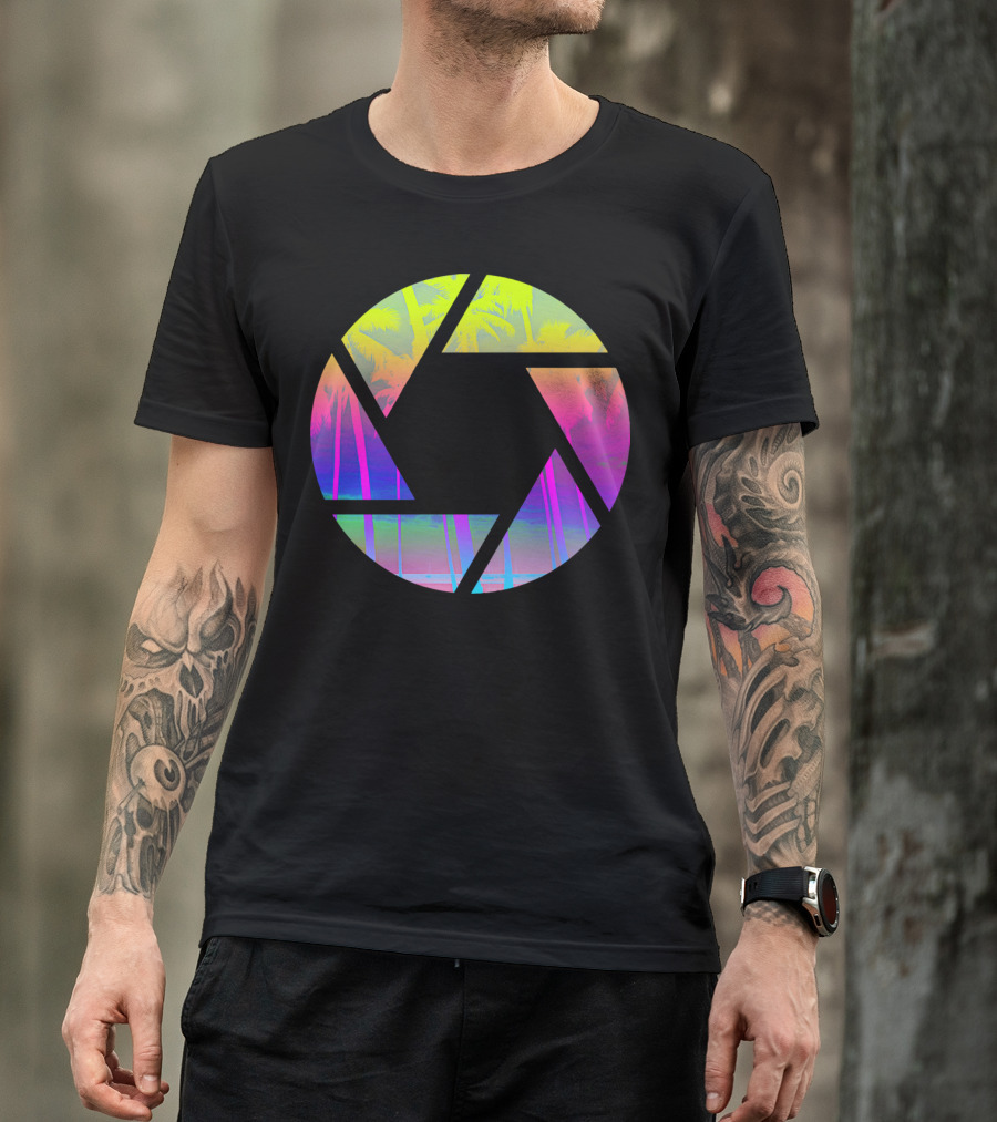 Capture The Summer Neon Palm Trees Vivid Camera Lens Tropics T-Shirt