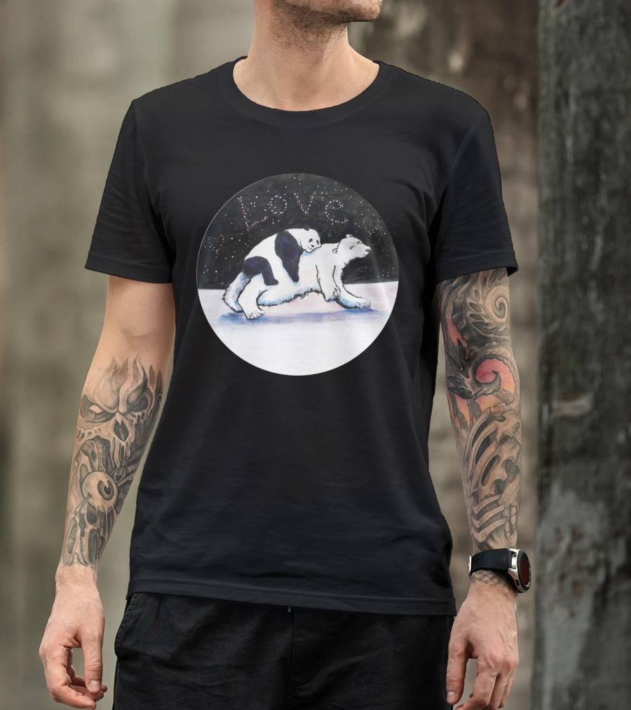 LOVE Panda Hugging Polar Bear Under The Stars T-Shirt