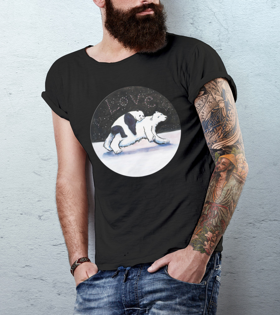 LOVE Panda Hugging Polar Bear Under The Stars T-Shirt