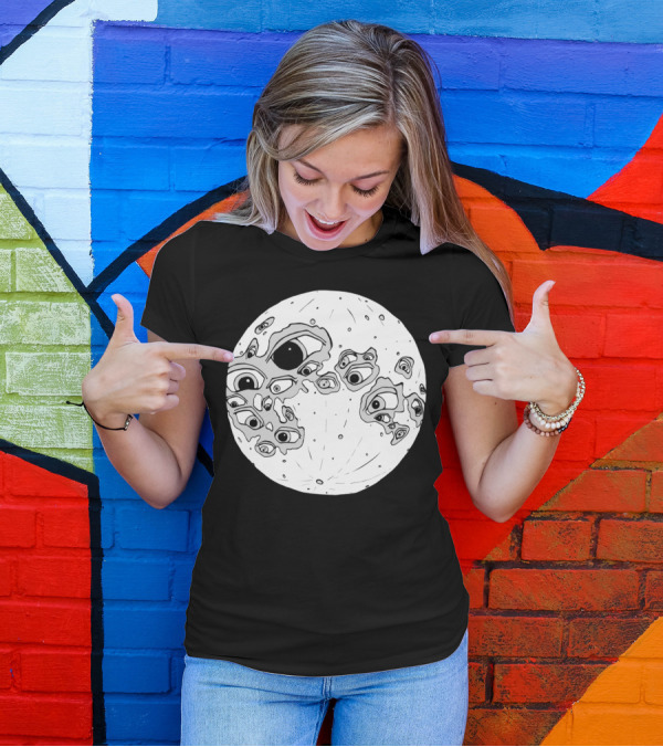 Full Moon Crater Eyes Monochrome Vision T-Shirt