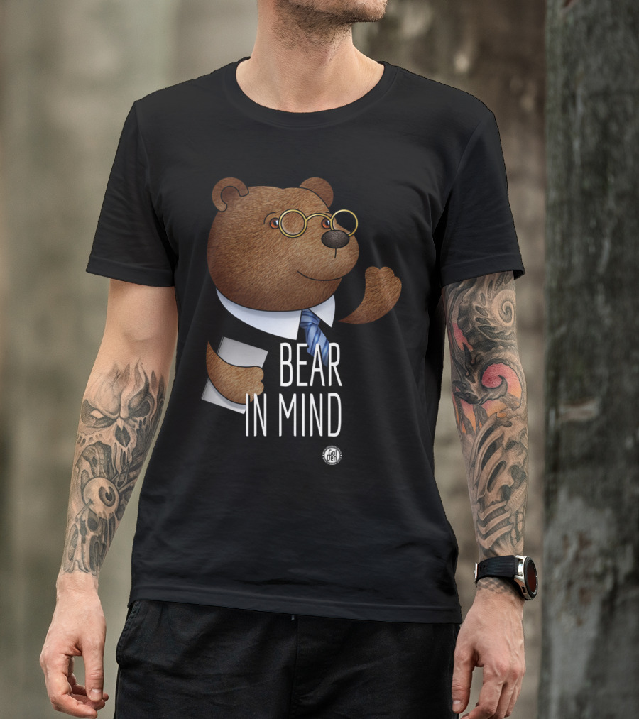 Bear In Mind Glasses And Tie Bear Holding Tablet T-Shirt