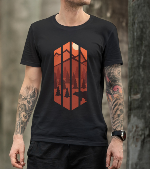 Bear In The Woods GA Sunset Mountain Forest T-Shirt