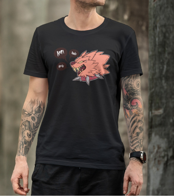 Bork Warwulf Arf Bork Heck Fierce Cartoon Canine With Spiked Collar T-Shirt