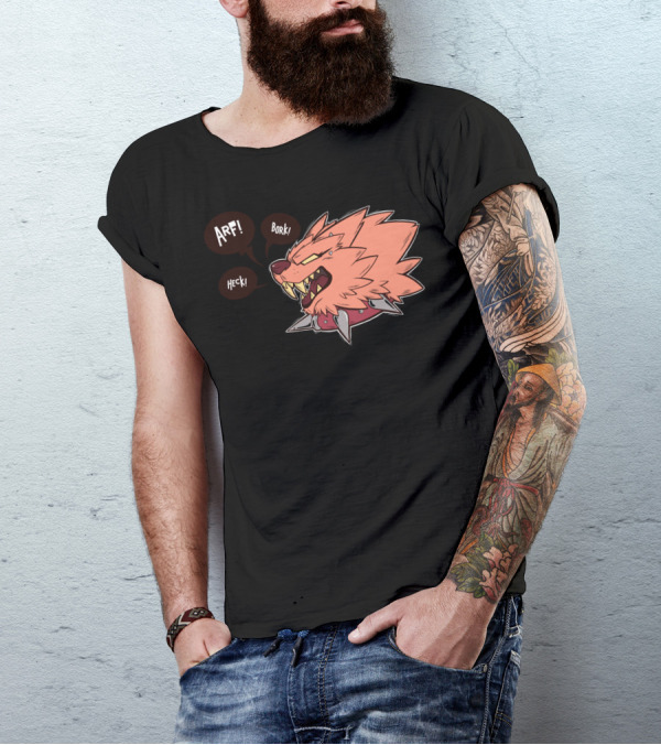 Bork Warwulf Arf Bork Heck Fierce Cartoon Canine With Spiked Collar T-Shirt