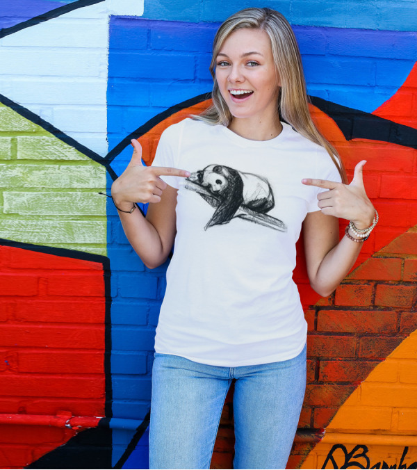 Bear Lying On A Tree Sketch T-Shirt