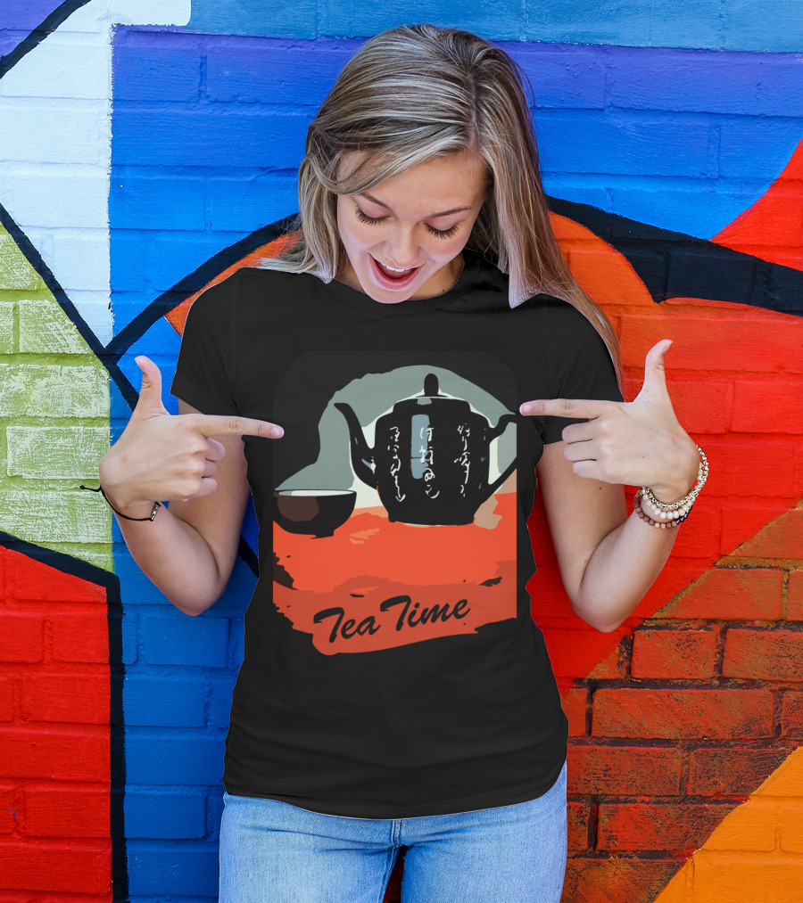 Tea Time Japanese Teapot And Cup On Red Table T-Shirt