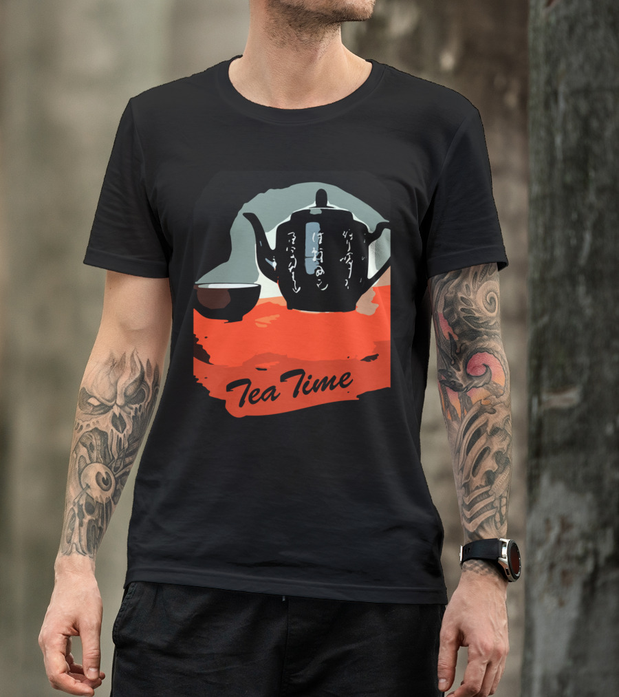 Tea Time Japanese Teapot And Cup On Red Table T-Shirt