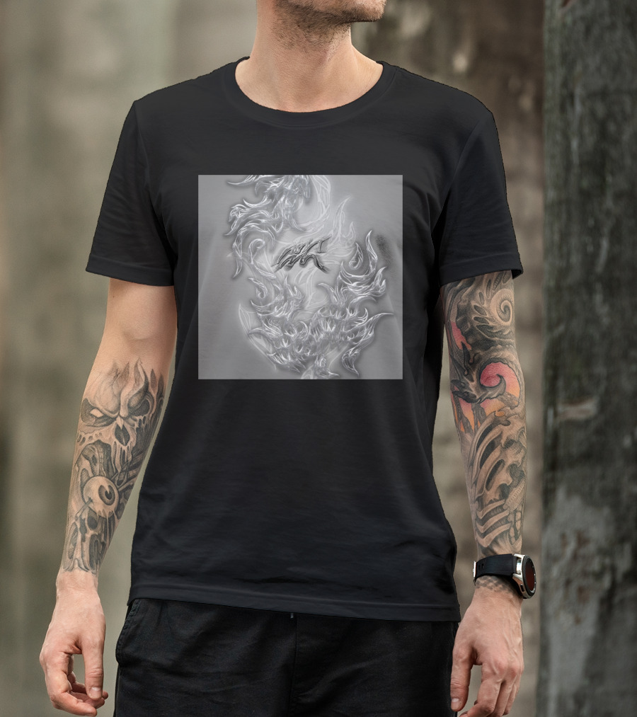 Aquarius The Water Bearer Zodiac Abstract Metallic Flame T-Shirt