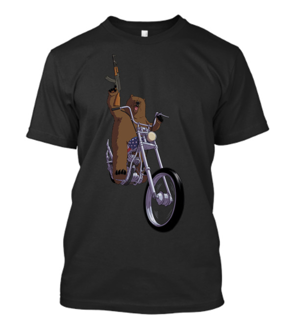 Born To Be Wild Bear Riding Motorcycle With AK-47 T-Shirt
