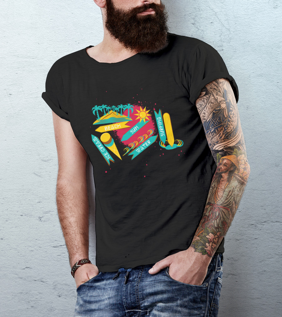 Ice Cream Beach Sun Water Surfing Fun T-Shirt