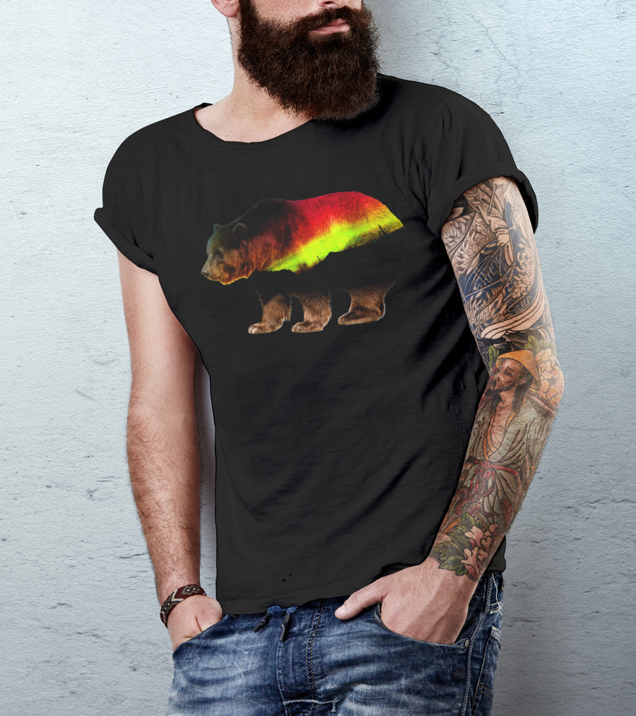 Bear Silhouette With Vibrant Gradient Colors T-Shirt