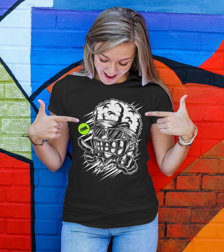 Funk Afro Cool Grinning Cartoon Character T-Shirt