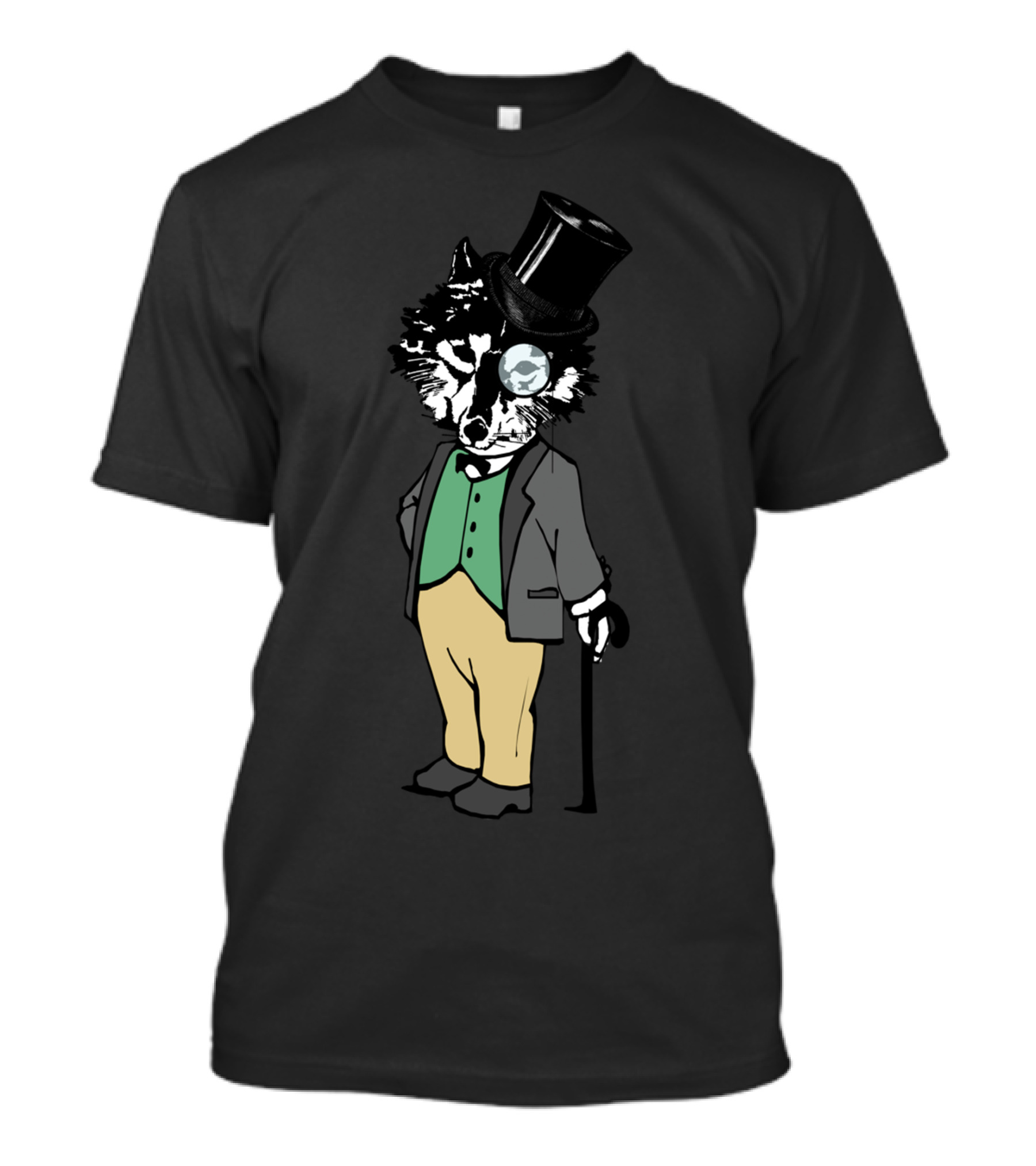 Wolf Wise Media Dapper Gent Wolf With Monocle And Top Hat T-Shirt