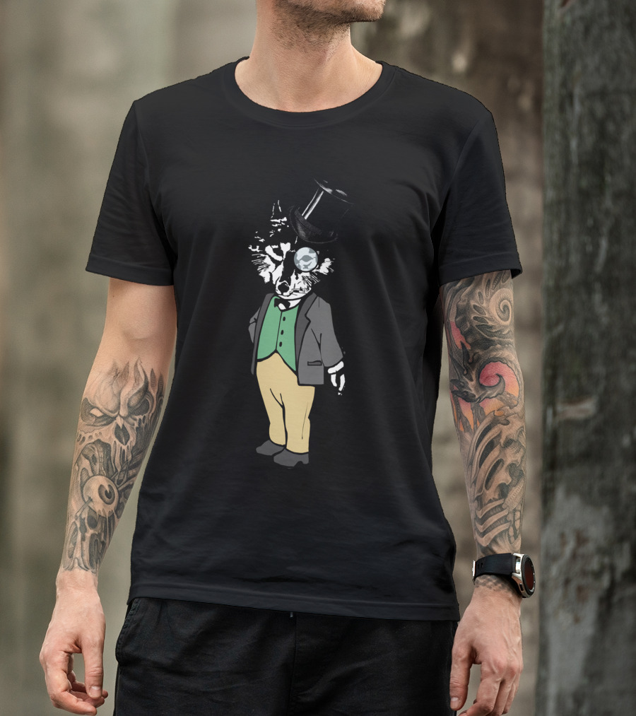 Wolf Wise Media Dapper Gent Wolf With Monocle And Top Hat T-Shirt