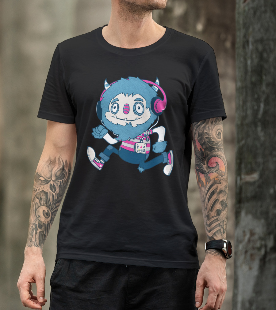 Funky Monster Beats Retro Headphones Cartoon T-Shirt