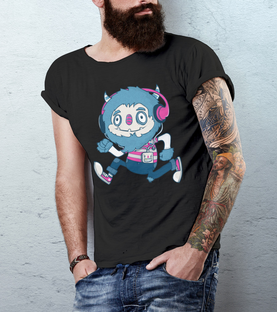Funky Monster Beats Retro Headphones Cartoon T-Shirt