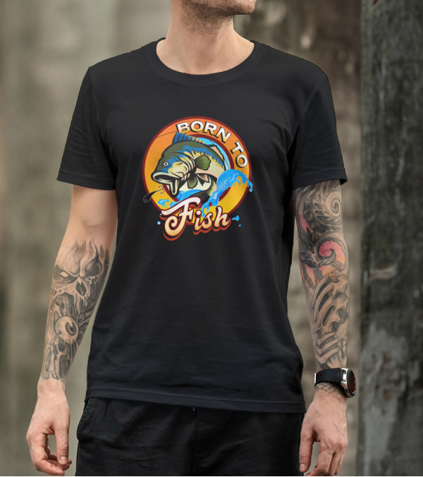 Born To Fish Jumping Bass Splashing Water T-Shirt
